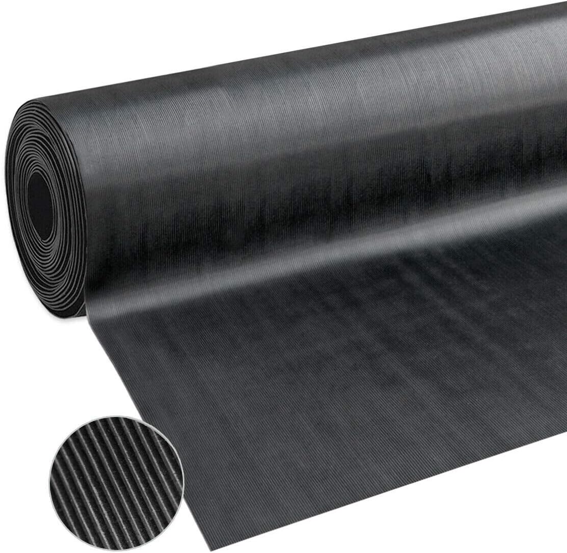 foto del prodotto zerbino gomma tappeto isolante 120x350 cm antiurto antiscivolo copripavimento rigato gomma