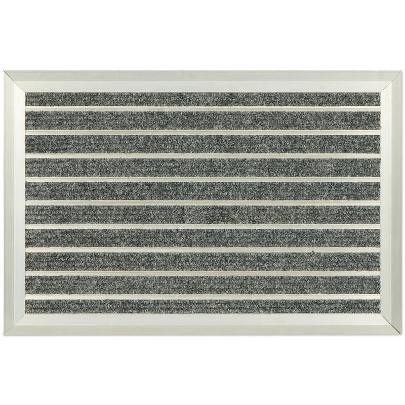 foto del prodotto zerbino in alluminio 60x40 cm, tappetino cattura sporco da esterno, tappeto porta ingresso, door mat, grigio relaxdays
