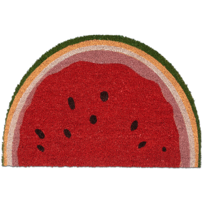 foto del prodotto zerbino in fibra di cocco, 40x60 cm, design a cocomero, tappetino interni e esterni antiscivolo, colorato relaxdays