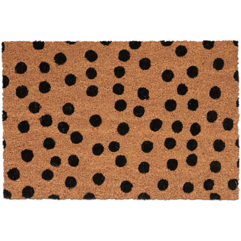 foto del prodotto zerbino in fibra di cocco, 40x60 cm, design a pois, tappetino interni e esterni, antiscivolo, colorato relaxdays