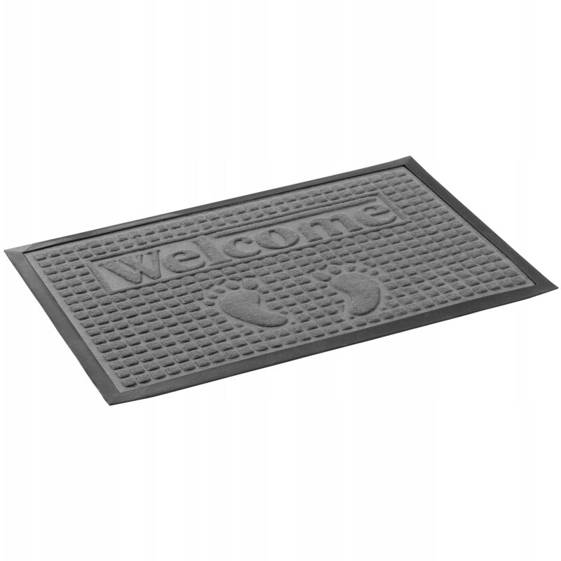 foto del prodotto zerbino in gomma lavabile kadax per uso interno ed esterno 60 x 40 cm grigio nero