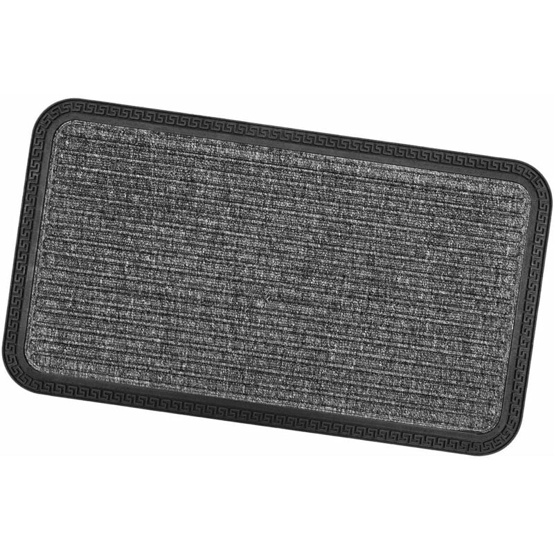 foto del prodotto zerbino ingresso antiscivolo robusto assorbente tappeto gommato asciugapassi grigio 25x60 cm