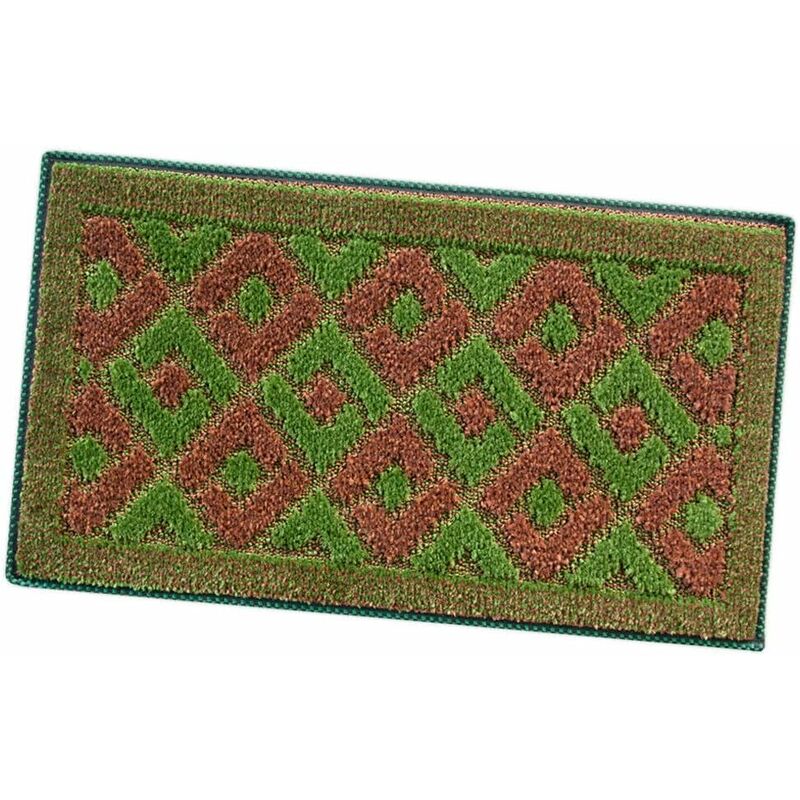 foto del prodotto zerbino ingresso asciugapassi assorbente antiscivolo vellutato 100 made in italy verde 40x70 cm
