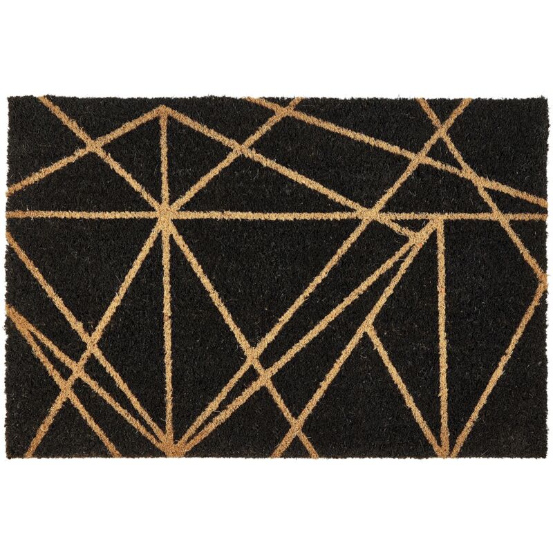 foto del prodotto zerbino moderno per interni 40 x 60 cm con motivo geometrico in fibra di cocco antiscivolo con fondo in pvc nero kisokoma