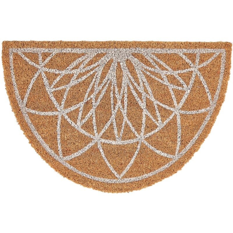foto del prodotto zerbino moderno per interni 40 x 60 cm semicircolare a motivo geometrico in fibra di cocco con fondo in pvc antiscivolo natural kinabalu