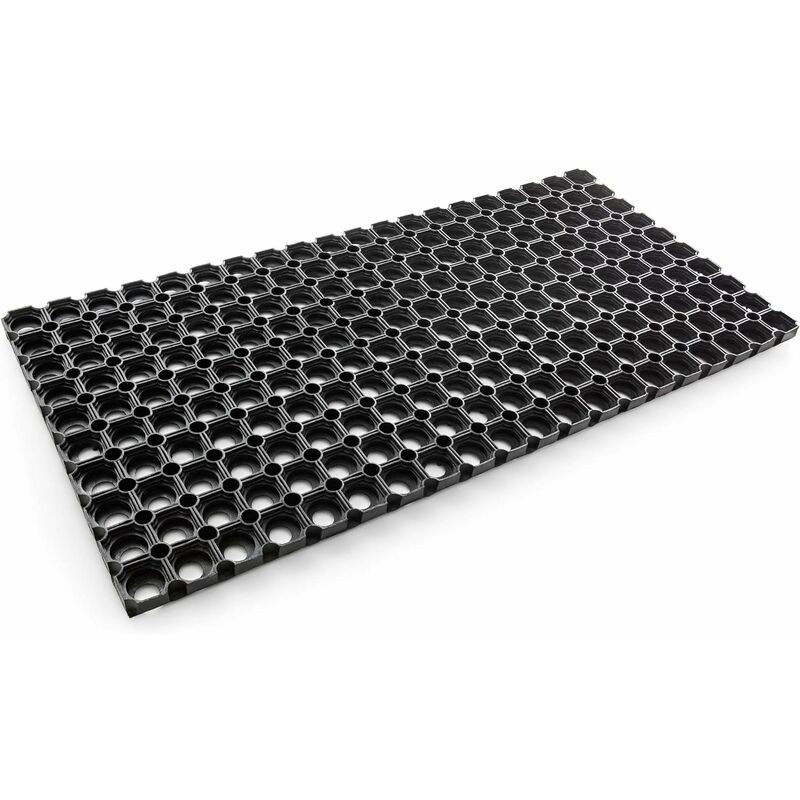 foto del prodotto zerbino multiuso in gomma antiscivolo, resistente e drenante 40x80cm nero forato sp.2,2cm