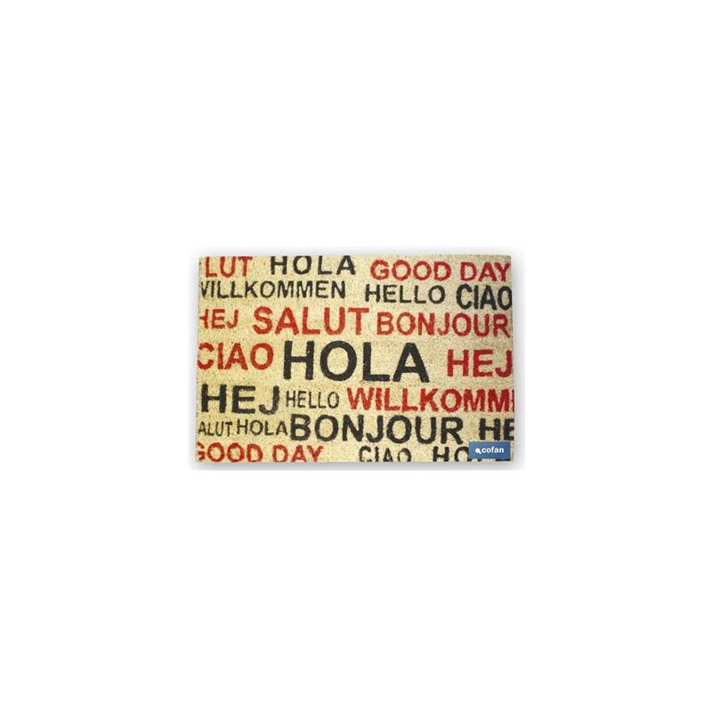 foto del prodotto zerbino per interni in cocco dipinto 40x60x1,50 cm hello languages 