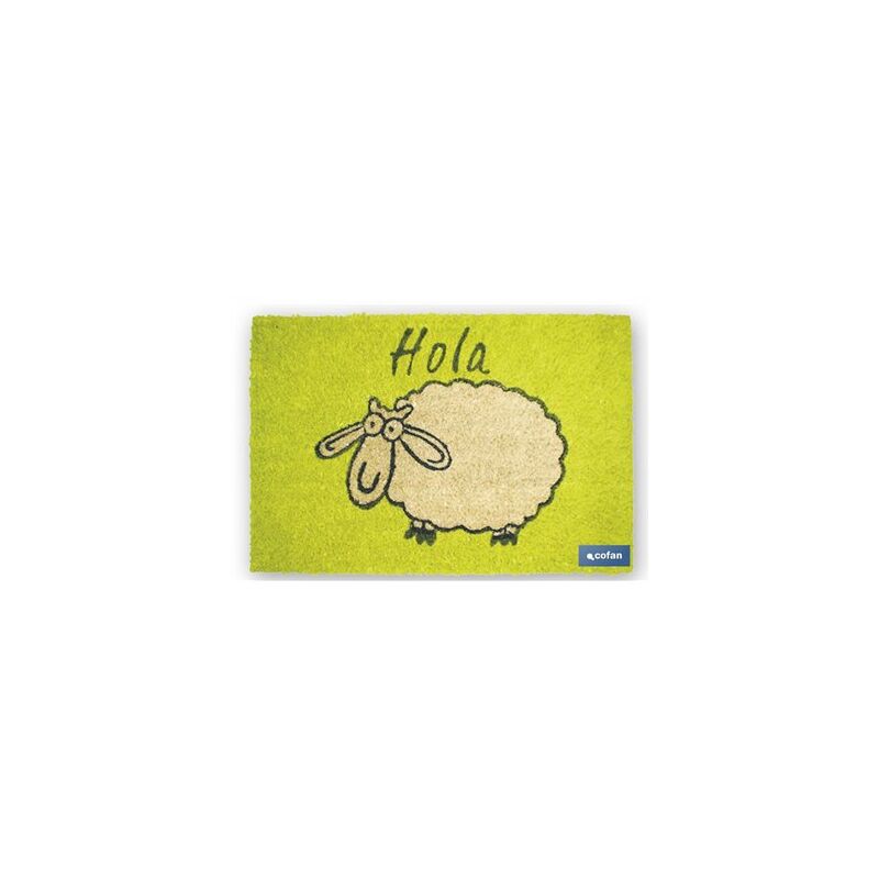 foto del prodotto zerbino per interni in cocco dipinto 40x60x1,50 cm hello sheep 