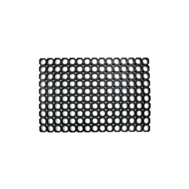foto del prodotto zerbino tappeto gomma fuori porta stampata componibile rettangolare nero 24754v cm 40x80 24754 