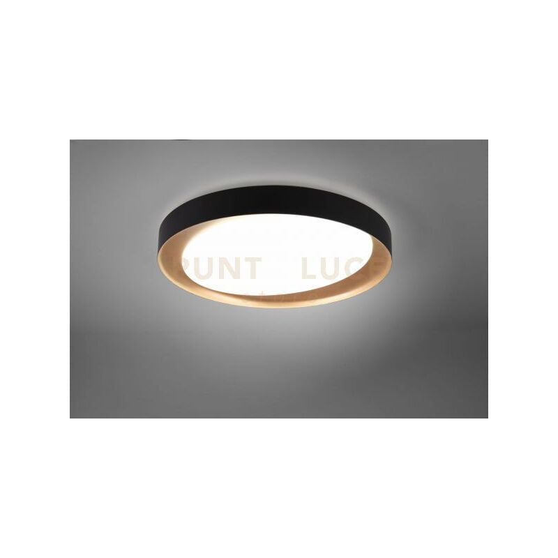 foto del prodotto zeta plafoniera led 24w 2500lm, 2700 6500k diffusore bianco con bordo nero e oro e telecomando multifunzione d.48,5cm dimmerabile