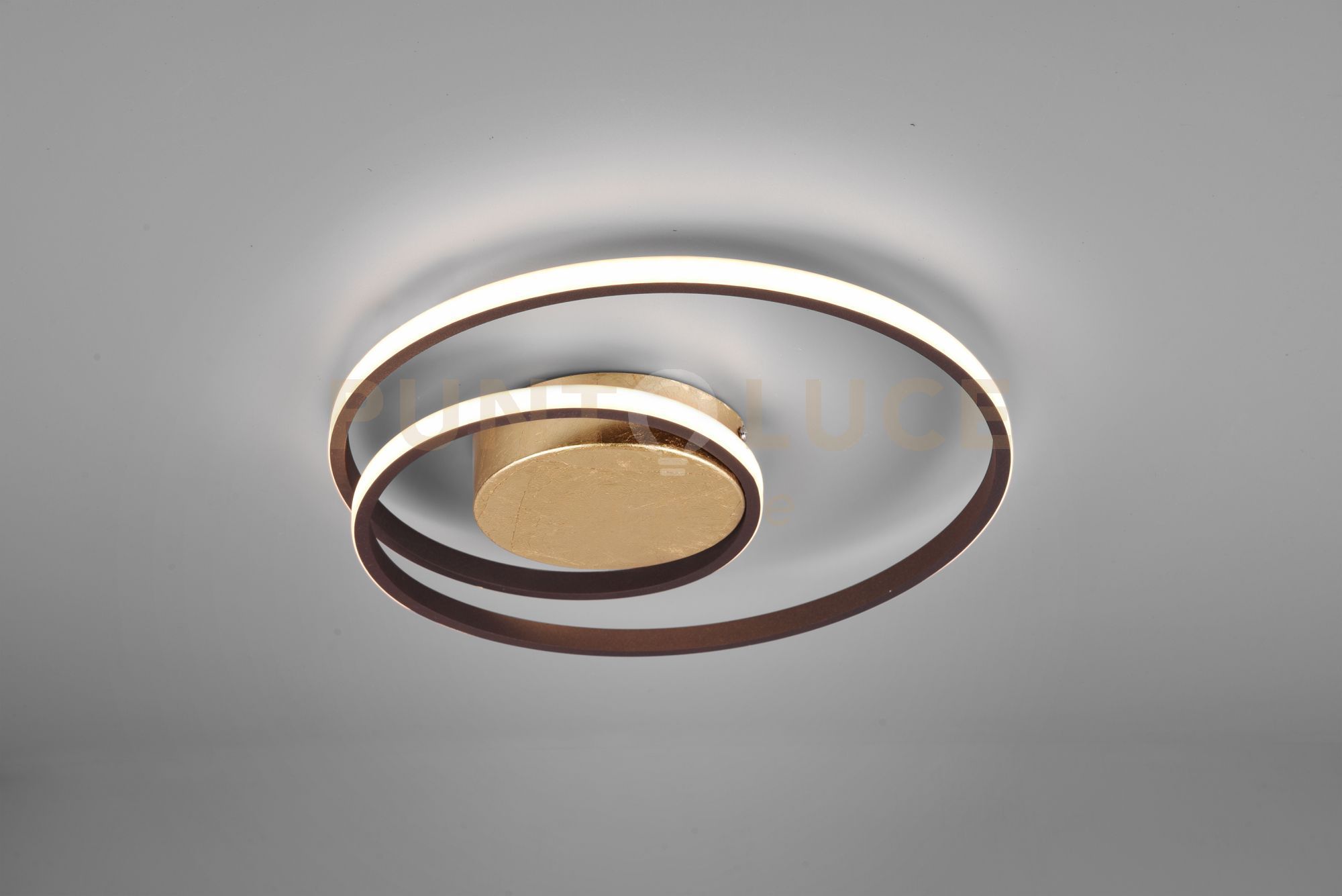 foto del prodotto zibal plafoniera led 22w 2500lm, 3000k spirale oro anticato dimmerabile con interruttore d.40cm