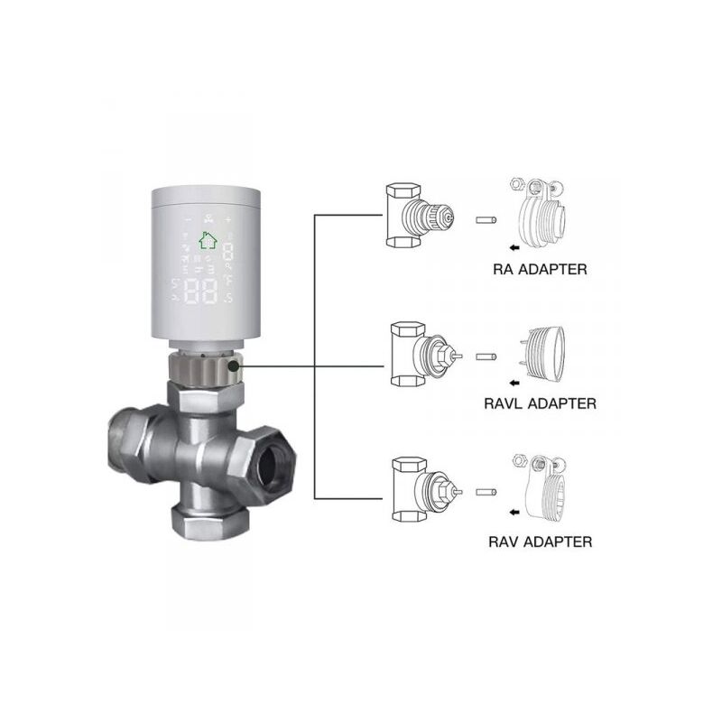 foto del prodotto zigbee termostato valvola wireless per radiatore termosifone alimentazione con pile compatibile con alexa e google home