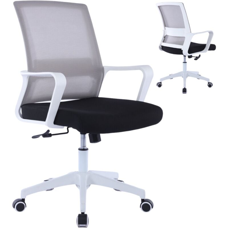 foto del prodotto zik sedia ufficio ergonomica girevole poltrona da scrivania con braccioli, regolabile in tessuto bianco black