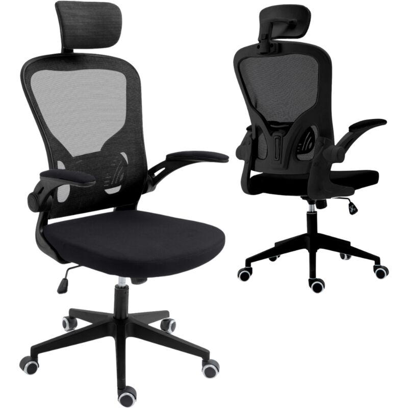 foto del prodotto zik sedia ufficio ergonomica poltrona scrivania girevole con braccioli nero black