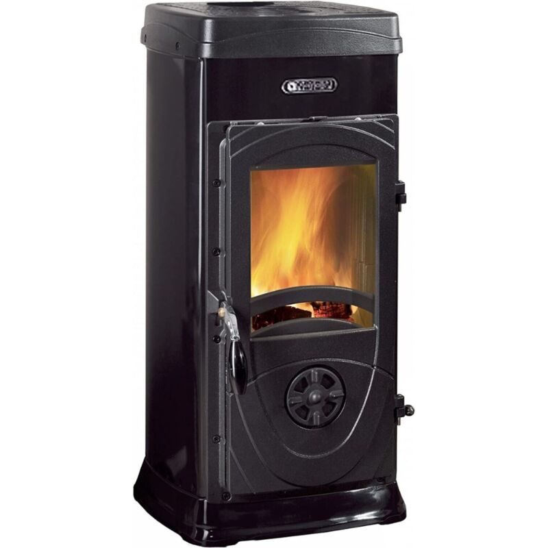 foto del prodotto zik stufa a legna nordica ghisa e acciaio 6,3kw riscaldamento 143m3 nero black