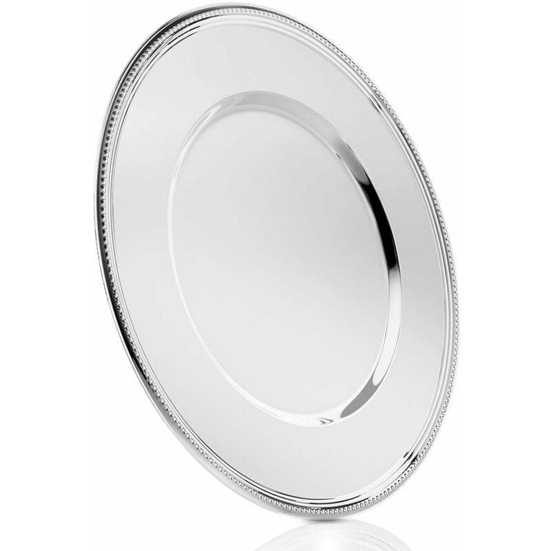 foto del prodotto zilverstad sottopiatto con bordo di perline, acciaio, argento, 330x330x13mm
