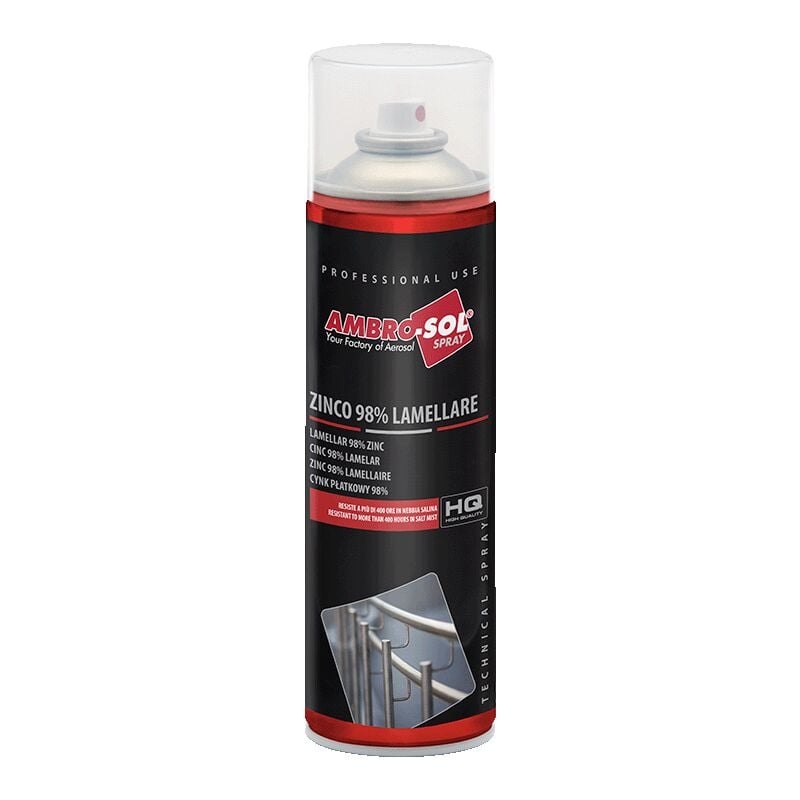 foto del prodotto zinco 98 lamellare, antiruggine, zincatura a freddo ambro sol z358 500 ml