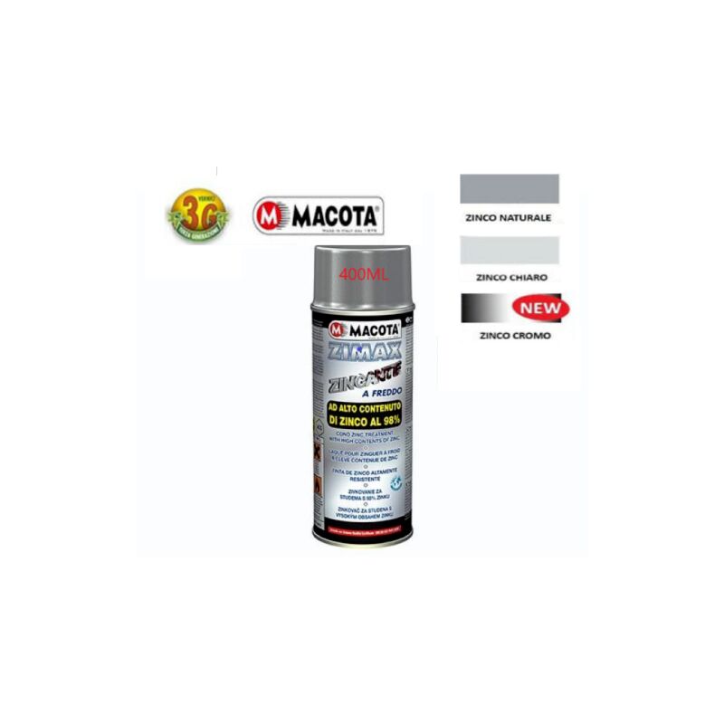 foto del prodotto zinco 98 spray a freddo zimax 400 ml 3 versioni chiaro macota