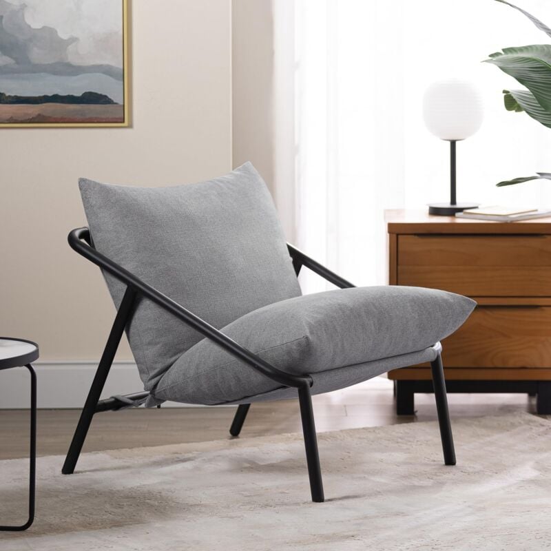 foto del prodotto zinus ada poltrona relax 79x68x79 poltrona con struttura in metallo e imbottitura in schiuma a scaglie grigio chiaro