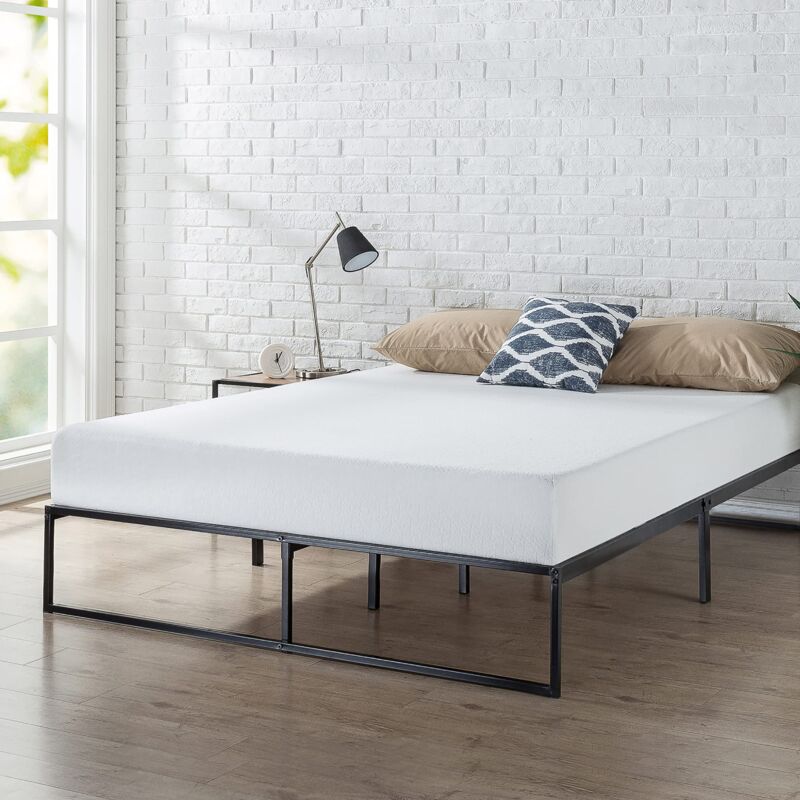 foto del prodotto zinus lorelai letto 140x190 cm struttura letto 31 cm di altezza con contenitore sotto il letto struttura letto a piattaforma in metallo nero