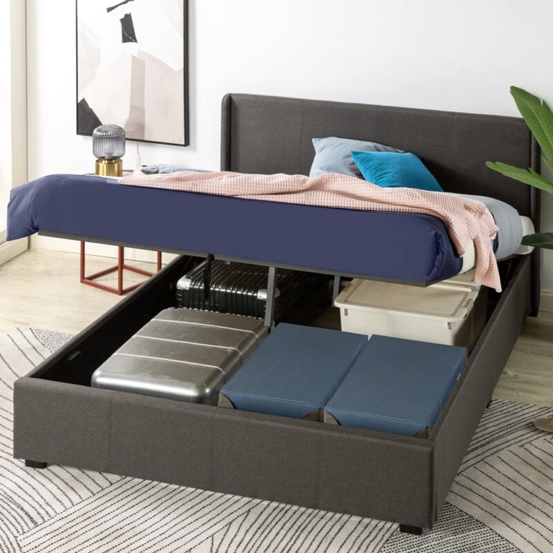 foto del prodotto zinus maddon letto 160x190 cm struttura letto 31 cm di altezza con contenitore sotto il letto ottomano sollevamento a gas struttura del letto