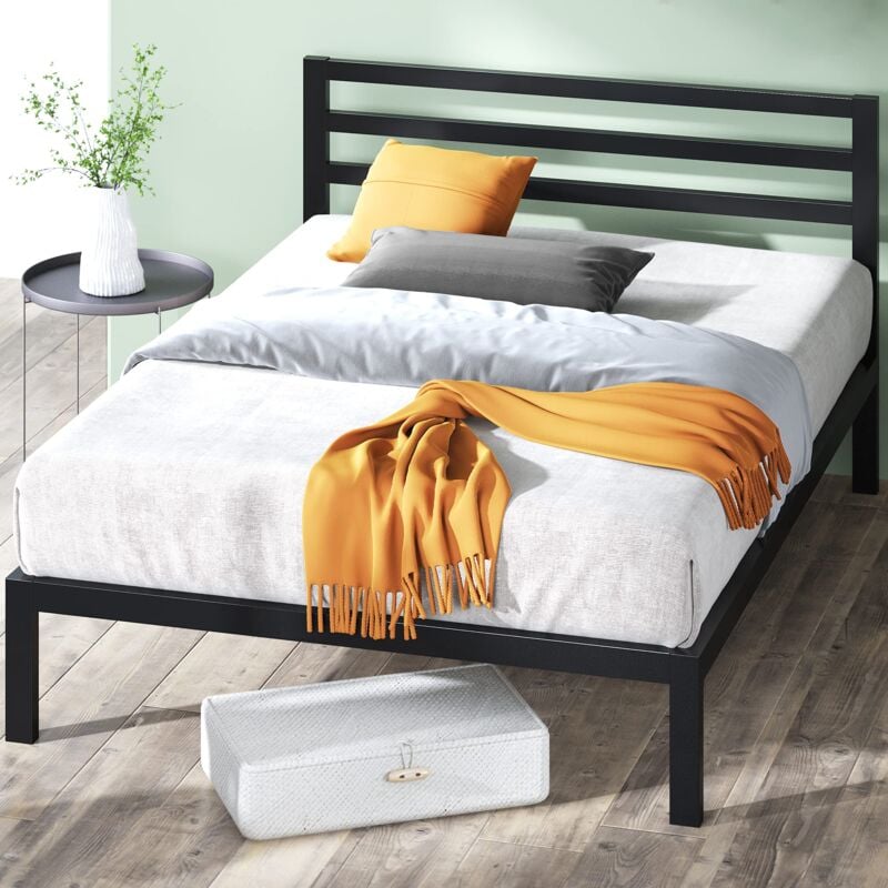 foto del prodotto zinus mia letto 120x190 cm struttura letto 35.5 cm di altezza sotto il letto letto in metallo con testiera nero