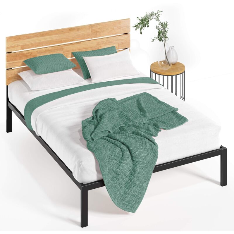 foto del prodotto zinus paul letto 120x190 cm struttura letto 36 cm di altezza struttura letto a piattaforma in metallo e legno con supporto a doghe in legno