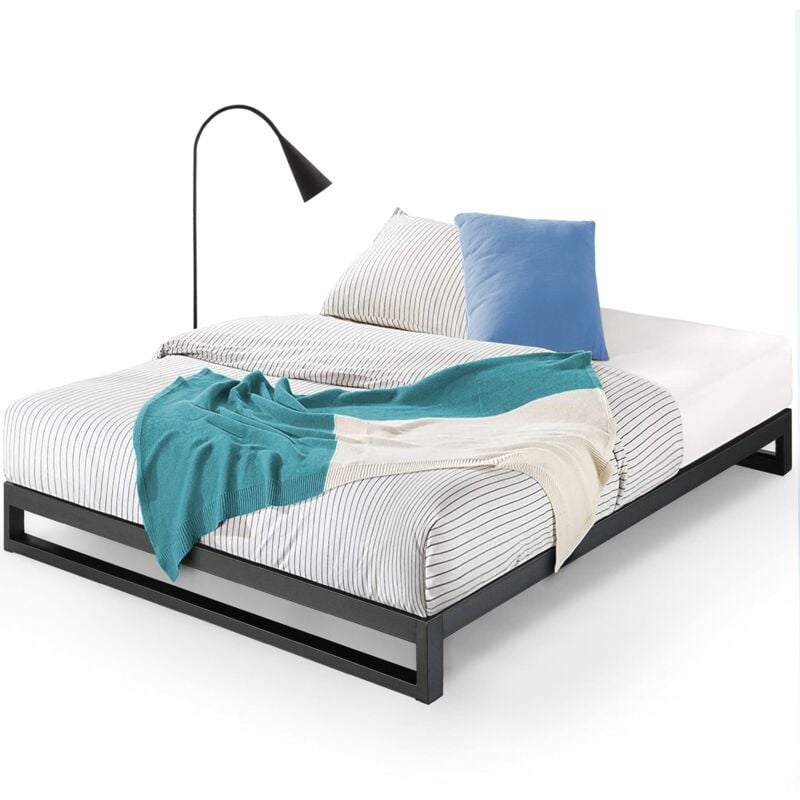 foto del prodotto zinus trisha letto 120x190 cm struttura letto 18cm di altezza struttura letto a piattaforma in metallo con supporto a doghe in legno nero