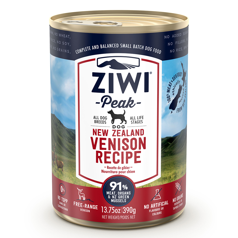foto del prodotto ziwi peak 6 x 390 g alimento umido per cani cervo