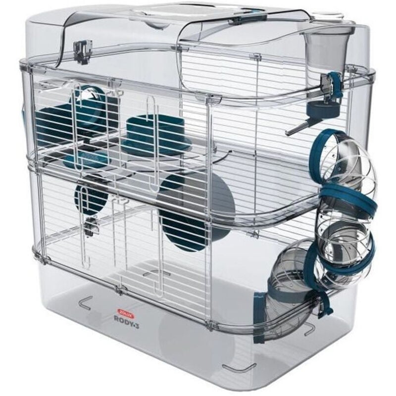 foto del prodotto zolux - gabbia su 2 piani per criceti, topi e gerbilli - rody3 duo - l 41 x p 27 x h 40,5 cm - blu
