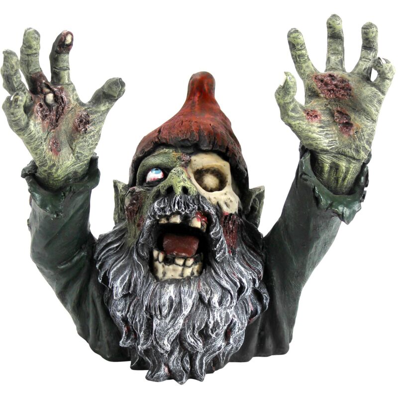 foto del prodotto zombie gnomi decorazione gotica gnomi da giardino statua cimiteriale, poliresina, a colori, 28 cm design toscano