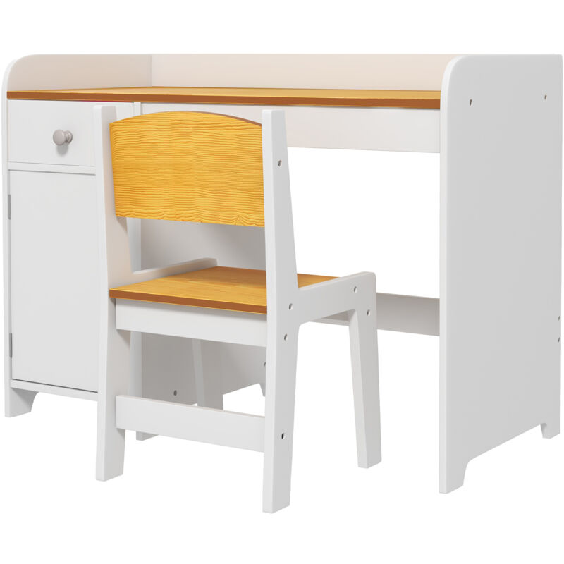 foto del prodotto zonekiz banchetto scuola con sedia per bambini 3 6 anni e cassetto bianco