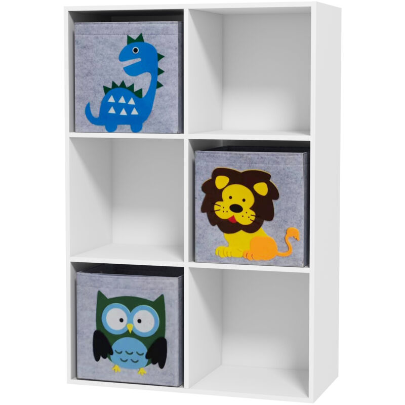 foto del prodotto zonekiz mobiletto portagiochi a 6 cubi in tessuto non tessuto e mdf