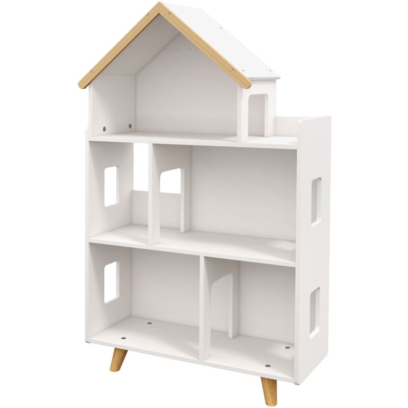 foto del prodotto zonekiz scaffale in legno di pino e mdf per bambini 3 6 anni a 3 livelli