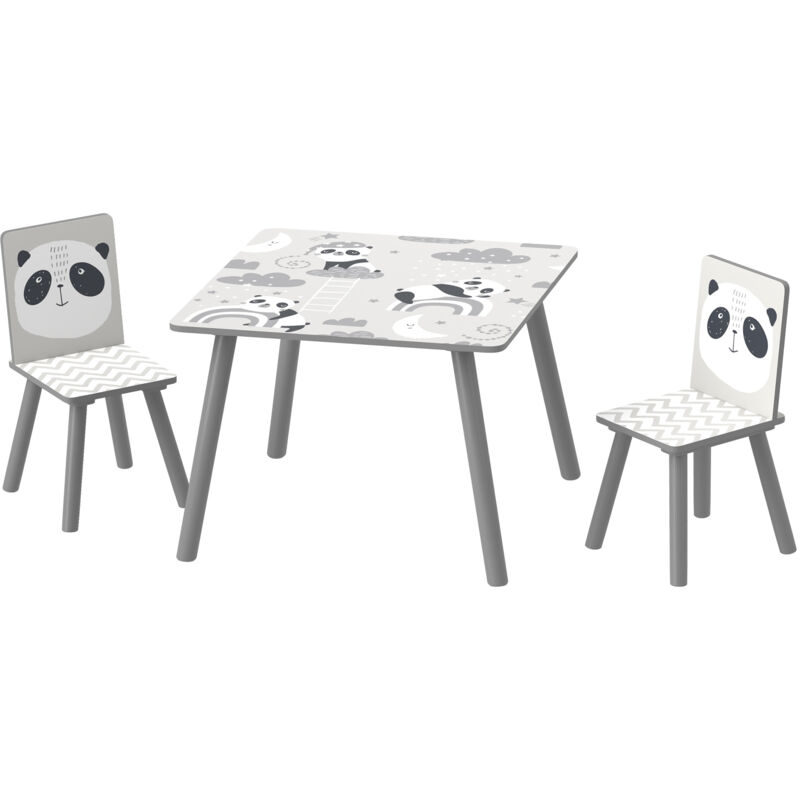foto del prodotto zonekiz set per bambini tavolo quadrato e 2 sedie et 3 8 anni in legno
