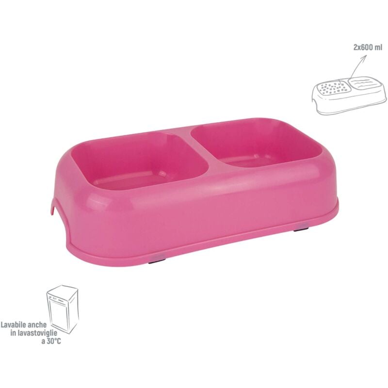foto del prodotto zoov ciotola doppia rettangolare rosa large 6 pz