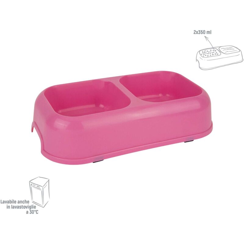 foto del prodotto zoov ciotola doppia rettangolare rosa small 6 pz