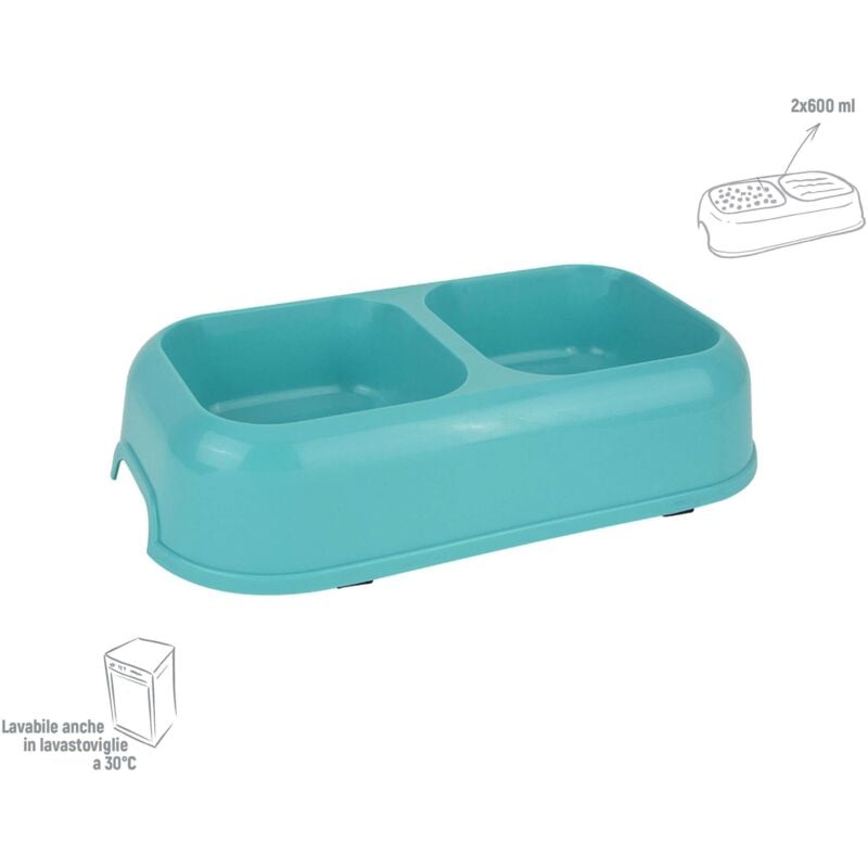 foto del prodotto zoov ciotola doppia rettangolare verde large 6 pz