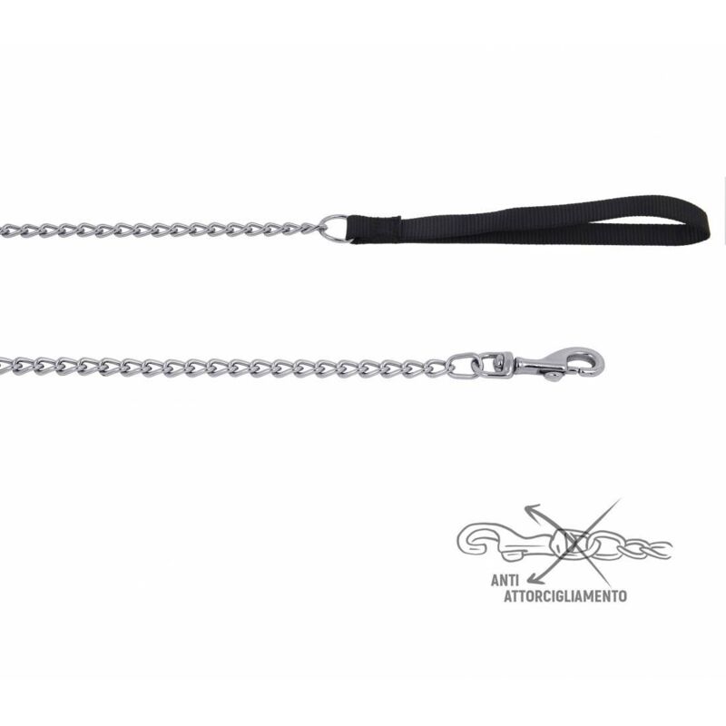 foto del prodotto zoov guinzaglio nylon cm.120 nero con catena