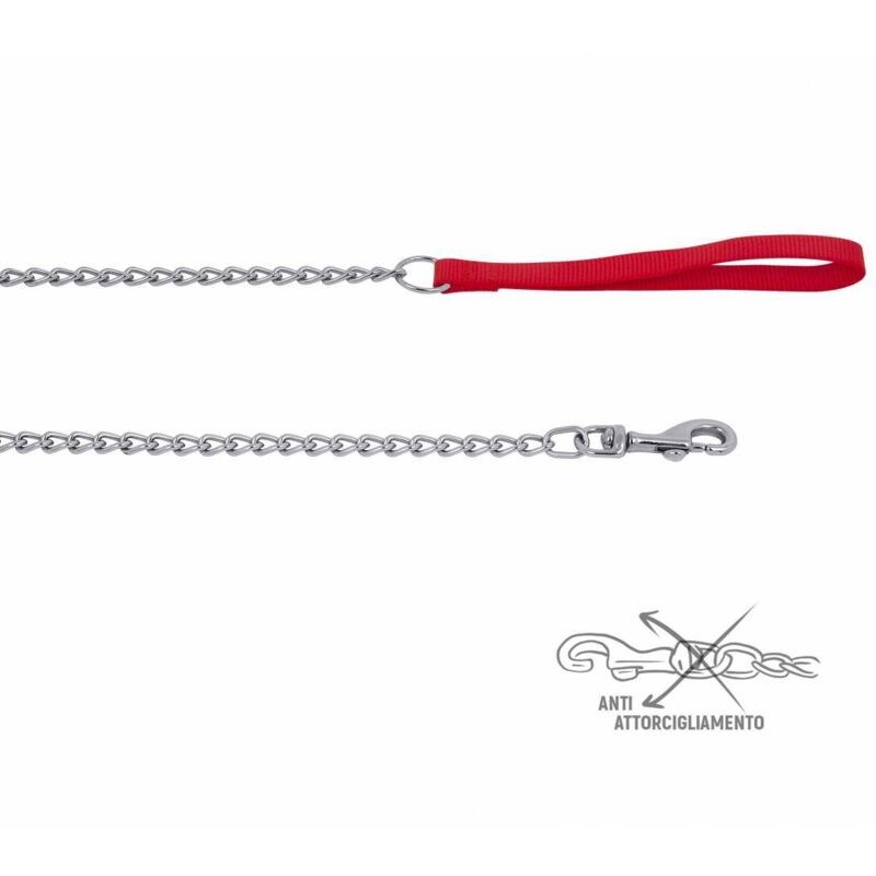 foto del prodotto zoov guinzaglio nylon cm.120 rosso con catena