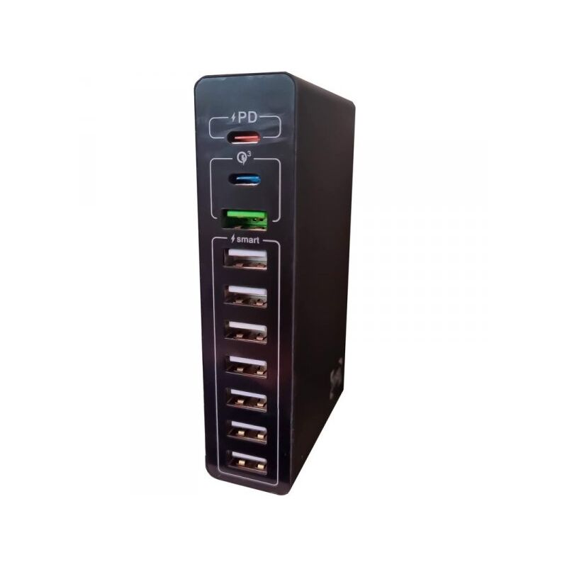 foto del prodotto zorei alimentatore caricabatterie usb da muro 65w 2 usb type c pd 1 usb qc3,0 7 usb smart