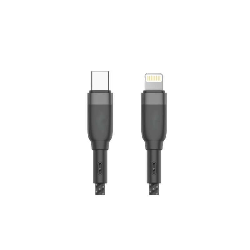foto del prodotto zorei cavo usb c pd lightning ricarica veloce 3,5a nero 1 metro nylon intrecciato
