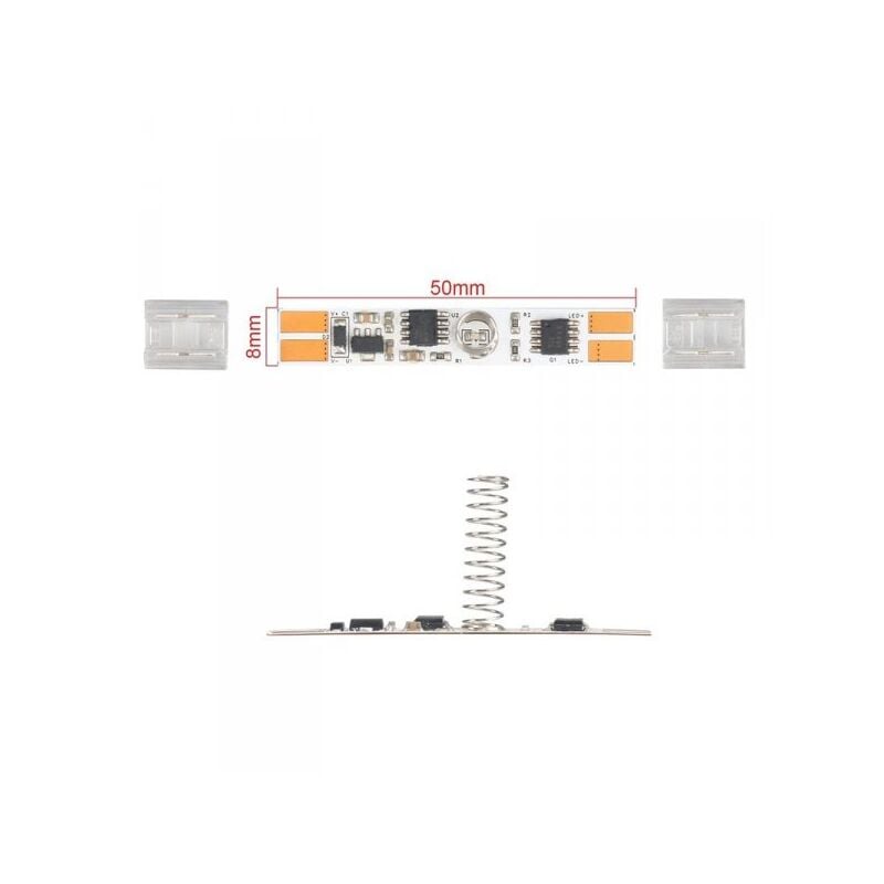 foto del prodotto zorei interruttore led dimmer touch senza saldatura flessibile larghezza 8mm 12v 24v 3a con memoria e led blu