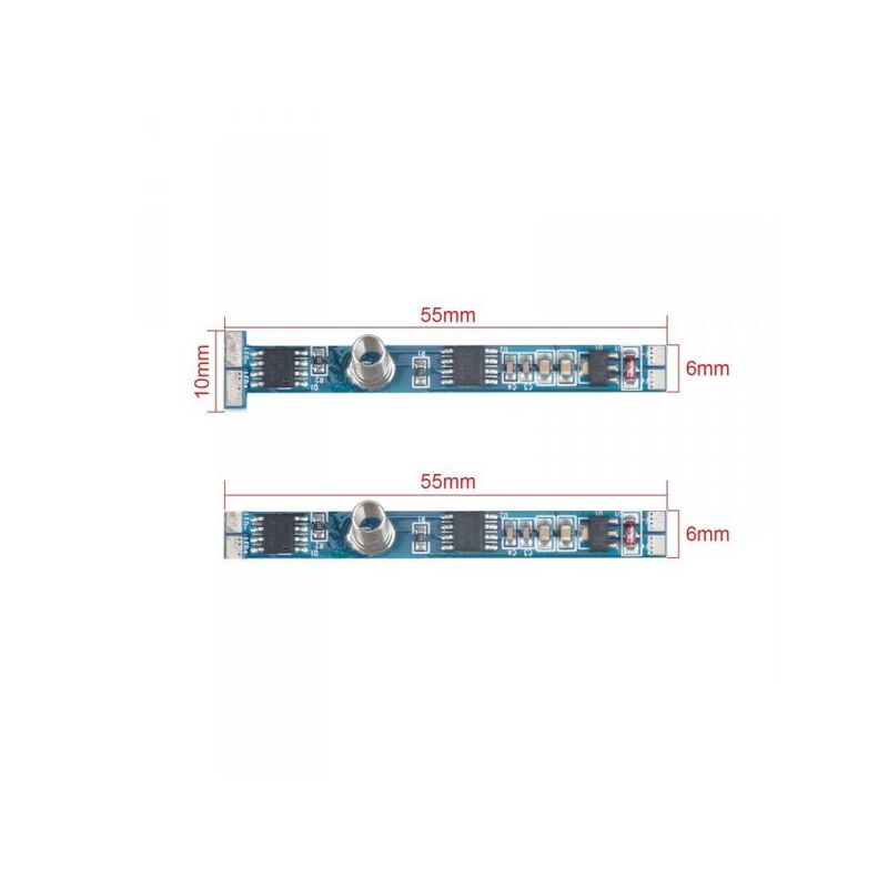 foto del prodotto zorei mini interruttore led dimmer touch slim tagliabile per profilo alluminio da 6mm fino 12mm con led blu 12v 24v 4a