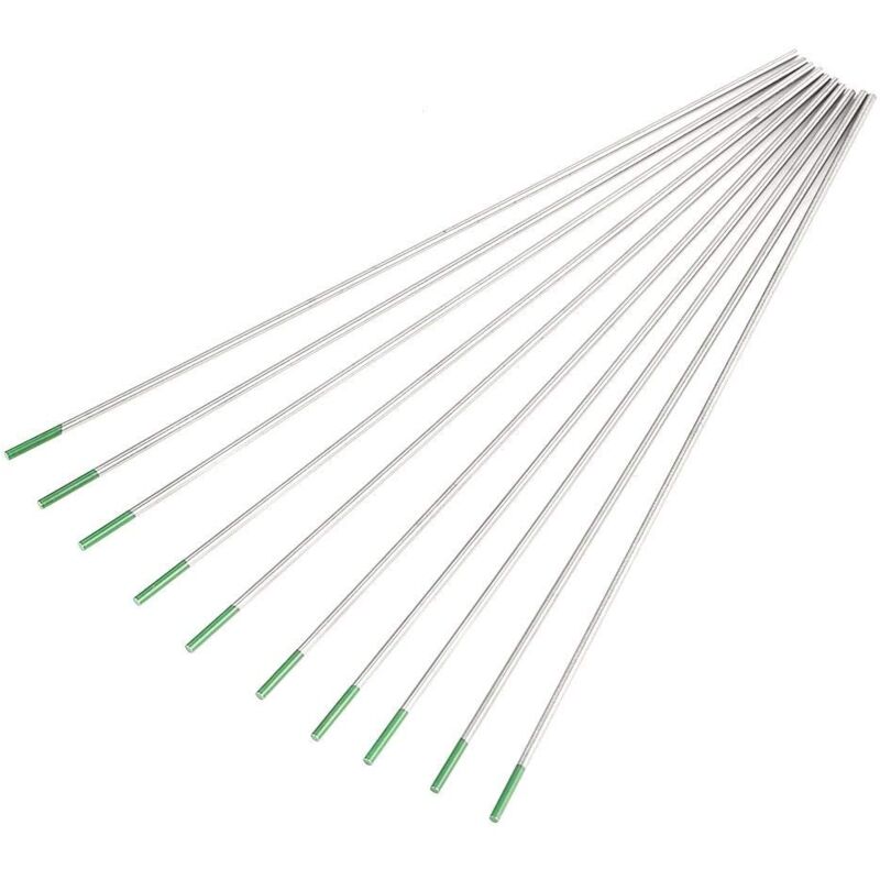 foto del prodotto zoternen 10 pezzi di elettrodi di tungsteno puro wp green tip 1.0 1.6 2.0 2.4 3.2mm 250 400a per saldatura tig ac 2.0mm150mm , elettrodo di