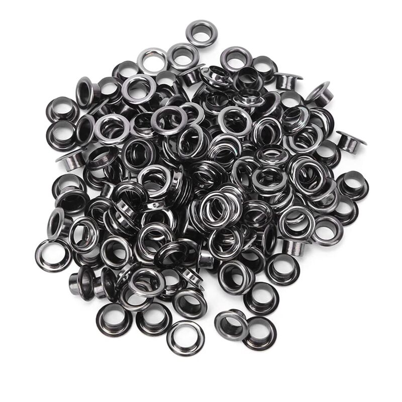 foto del prodotto zoternen 100 pezzi occhielli, occhielli, 6 mm, foro in ottone, occhielli autobloccanti per anime in perle, abbigliamento, pelle, tela grigio 