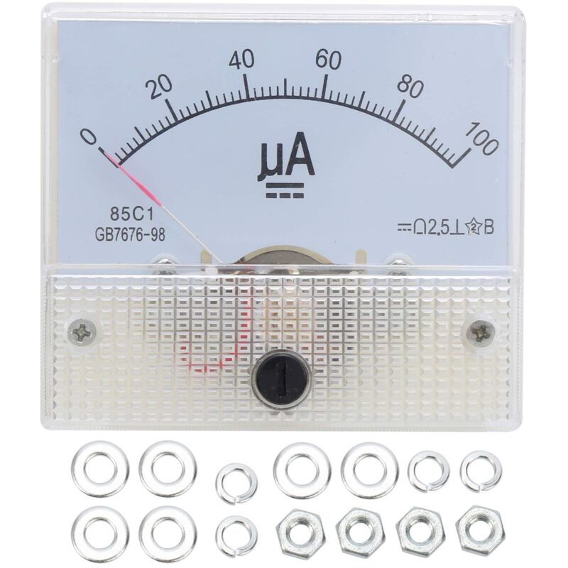 foto del prodotto zoternen amperometro analogico da pannello amperometro 85c1 dc 0100ua misuratore di corrente a puntatore misuratore di corrente da pannello