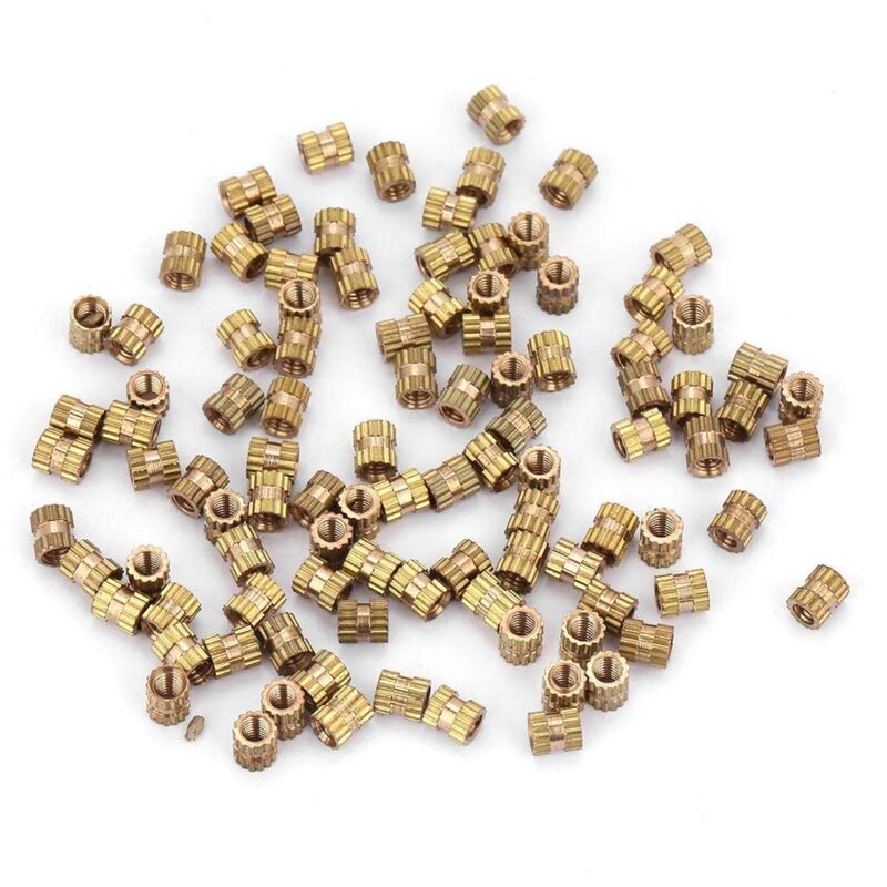 foto del prodotto zoternen assortimento di dadi filettati zigrinati in ottone con filettatura m2.5 m2.5 4 3.5 100 pezzi 