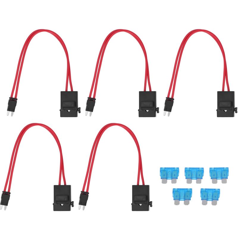 foto del prodotto zoternen confezione da 5 portafusibili per auto, con spina per pc, cavo di prolunga per impieghi gravosi, mini portafusibili per veicoli atm 20a