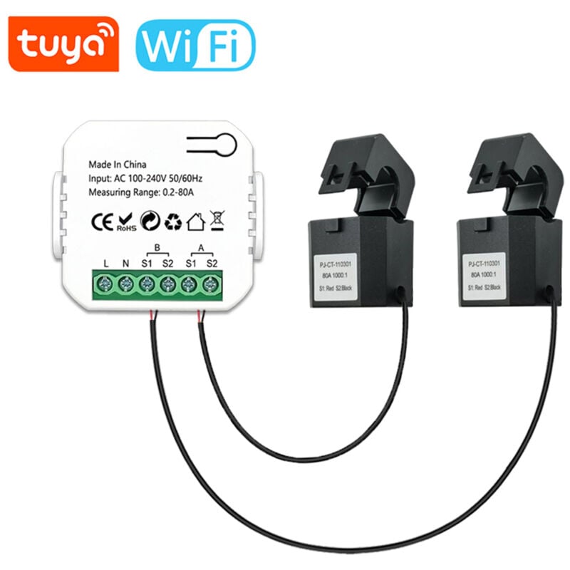foto del prodotto zoternen contatore di energia intelligente tuya wifi, misuratore di monitoraggio del consumo energetico bidirezionale del sistema fotovoltaico